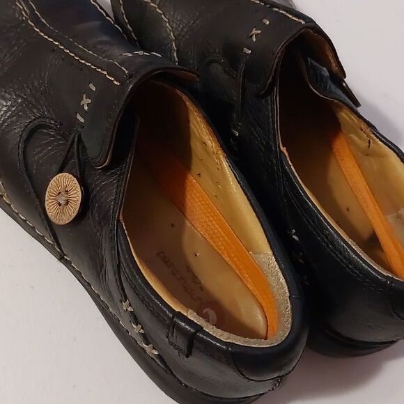 Clark's Unstructured Un.Loop Black Genuine Leather Slip On Shoes Women's Size 5 - Picture 8 of 12